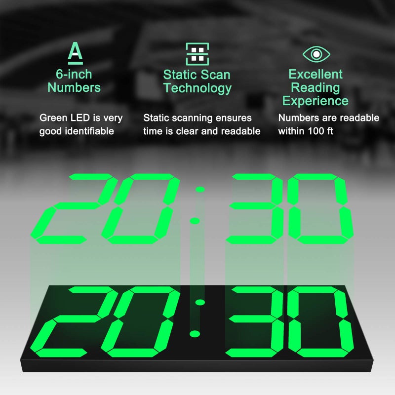 CHKOSDA LED Large Digital Wall Clock, Oversize Wall Clock with 6â€ Numbers, Remote Control Count up/Countdown Timer Clock, Auto Dimmer, Big Calendar and Thermometer(Green) - Image 5
